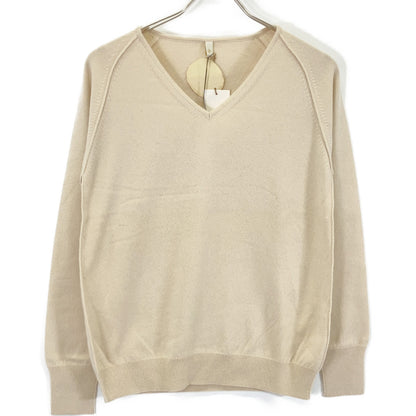 TOYOBOSHI Beige ASAYO 14ITBC0001 Baby Cashmere V-Neck Sweater Top