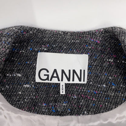 GANNI ガニー F7574 グレー ドネガルウール混ブークレツイードジャケット ジャケット
