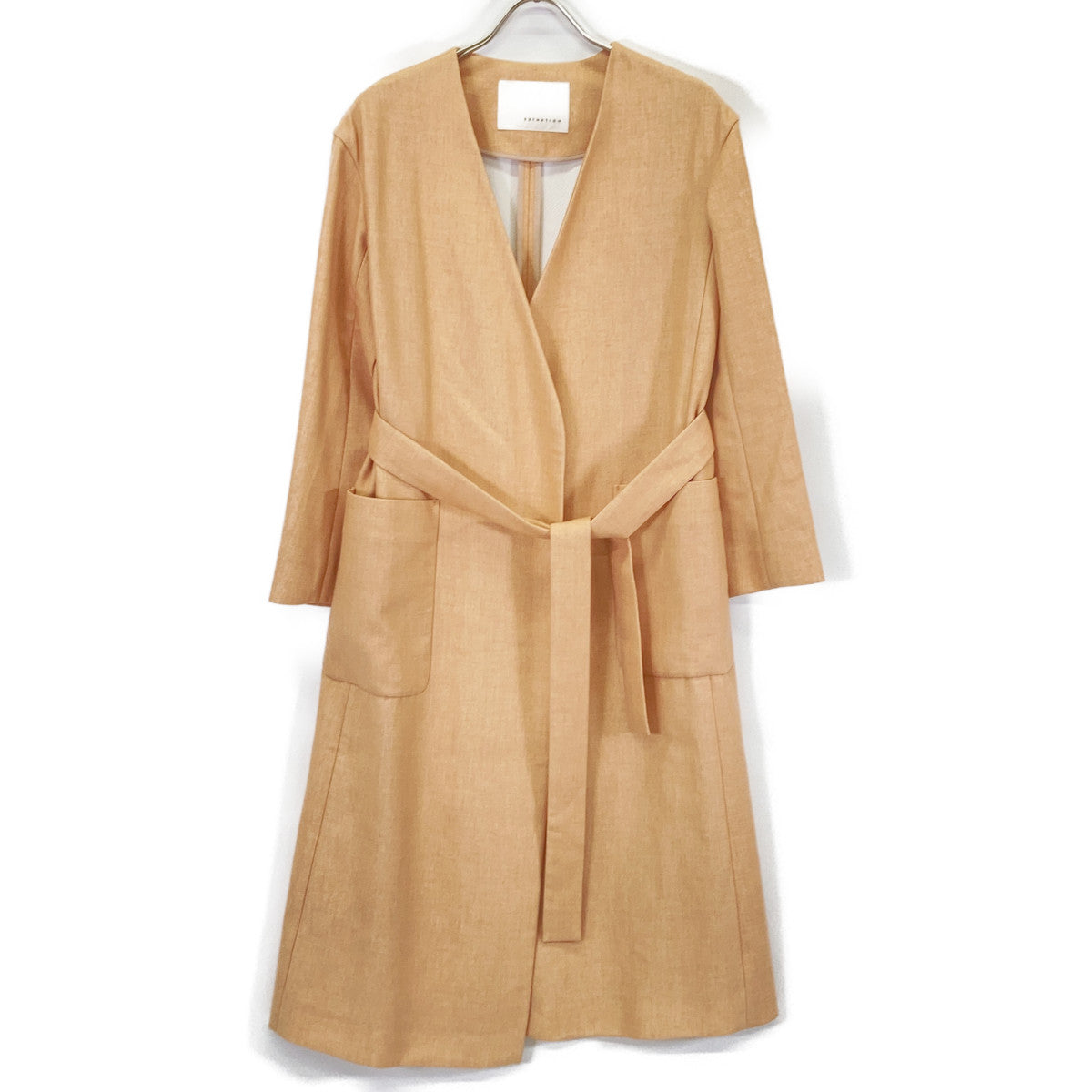 Beige 01-109-01-024523 Collarless Coat Coat 36 Women's