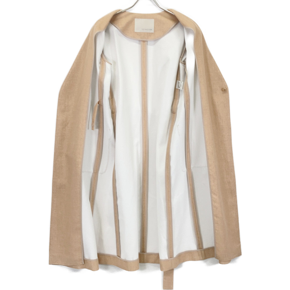 Beige 01-109-01-024523 Collarless Coat Coat 36 Women's