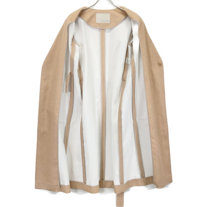 Beige 01-109-01-024523 Collarless Coat Coat 36 Women's