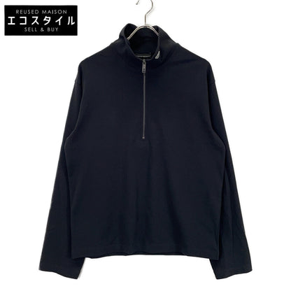 EMPORIOARMANI エンポリオアルマーニ EM004747 ブラック モックネックセーター ジャージー パーシャルジップ トップス