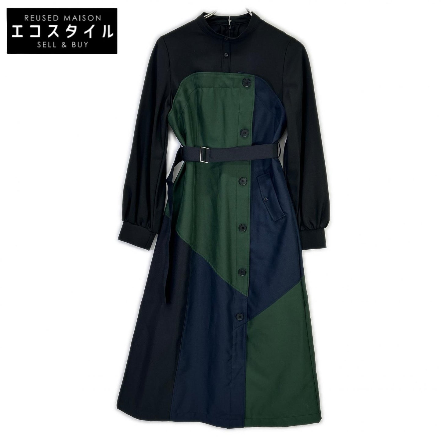 Black x Navy x Green 23AW Faux Bear Docking One-Piece Dress 2 (Women's)