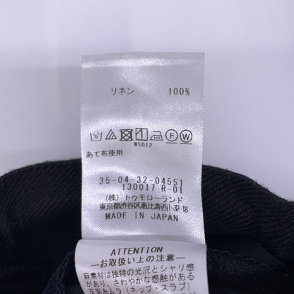 黑色 亚麻斜纹 褶皱阔腿裤 下装 36 女式