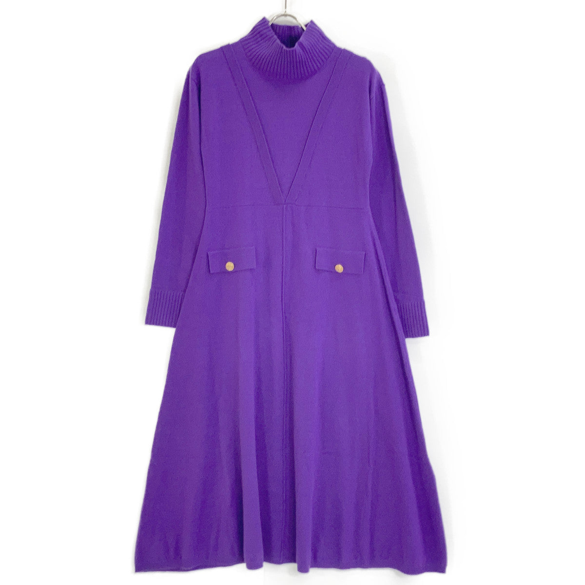 22AW Purple 032243320100 Wool Knit Flare Dress 36 Women's