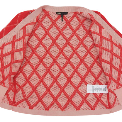 maje マージュ 美品 ダイヤモンドキルティング バイカラー ビジューカーディガン トップス レディース レッド×ピンク 1 MFPCA00265 トップス 1