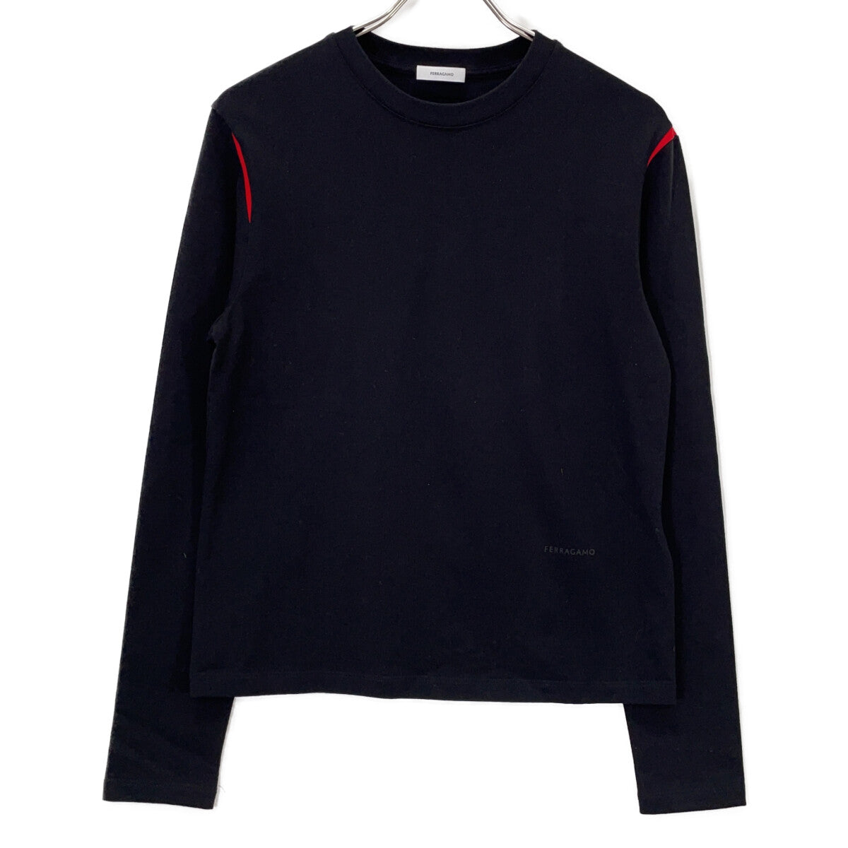 Salvatore Ferragamo サルヴァトーレフェラガモ ブラック 3886090 コットン フロントロゴ ロングスリーブシャツ トップス