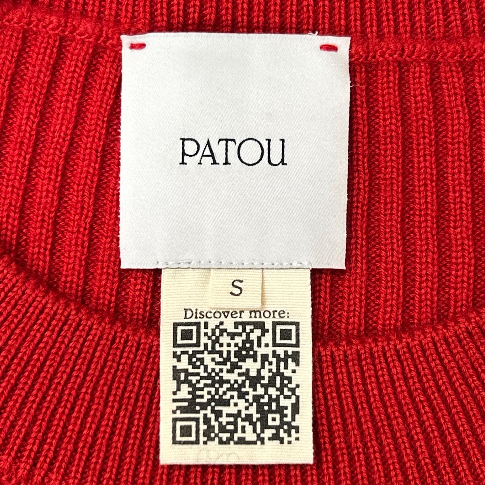 PATOU 品牌 KN2738040314R 红色 羊毛和府绸 荷叶边下摆 罗纹毛衣 上衣
