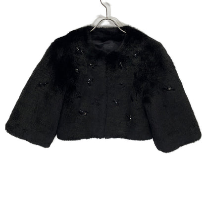 PINKO ピンコ ブラック ビジュー ショート丈 フェイクファー コート ジャケット