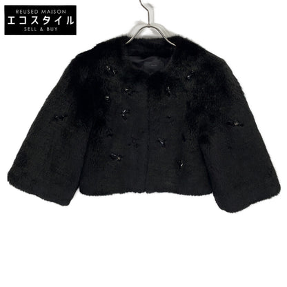 PINKO ピンコ ブラック ビジュー ショート丈 フェイクファー コート ジャケット