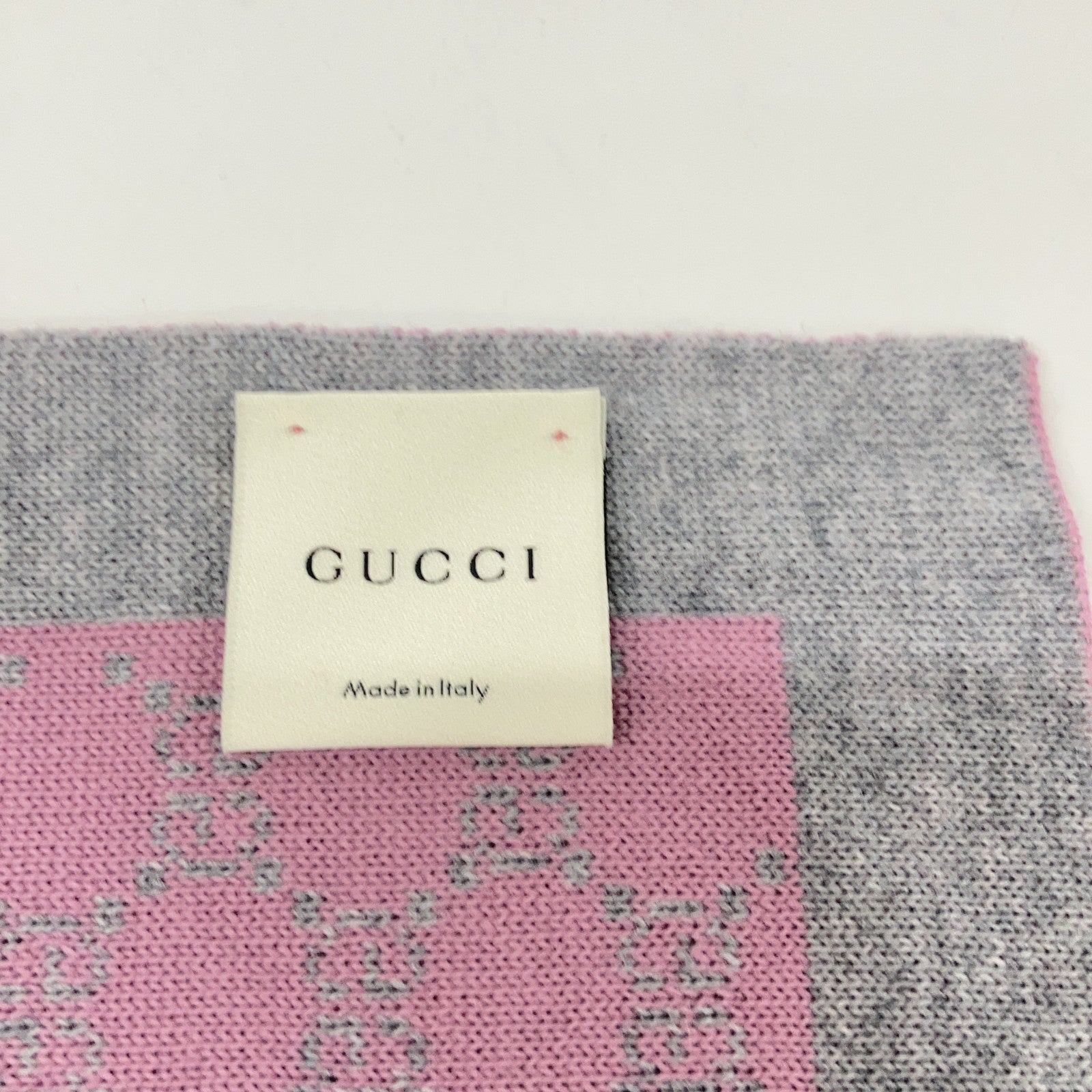 GUCCI グッチ 421068 グレー×ピンク ウール GG マフラー マフラー