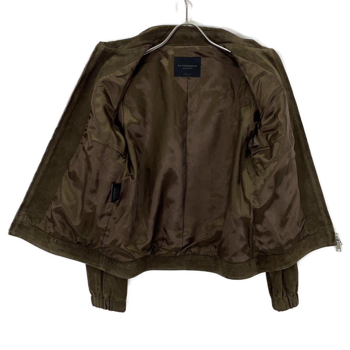 Khaki Brown Suede Jacket Blouson 38 Women's