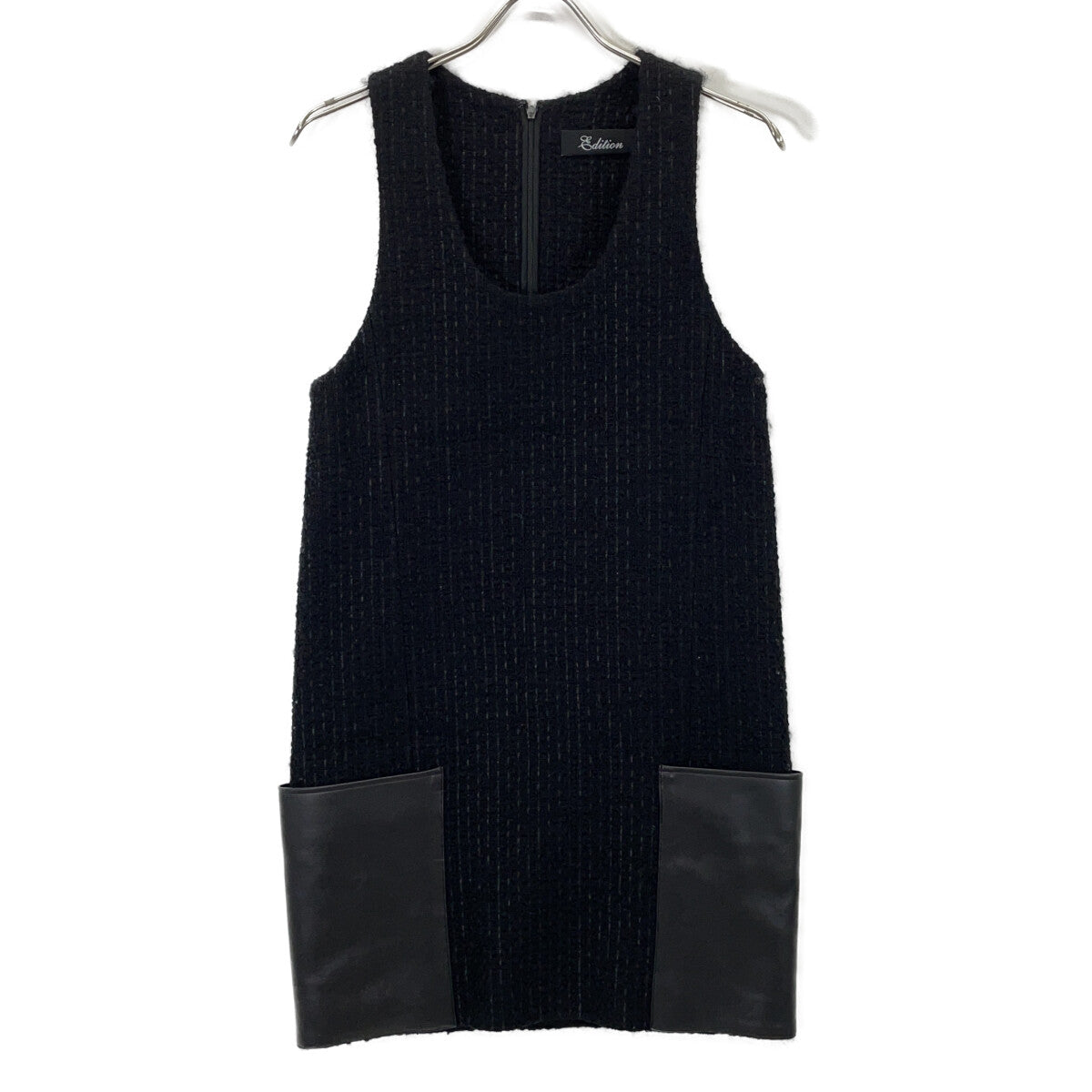 34-06-34-06002 BLACK TWEED GILET DRESS Dresses 36 Women's