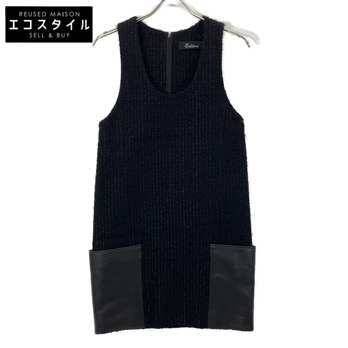 34-06-34-06002 BLACK TWEED GILET DRESS Dresses 36 Women's