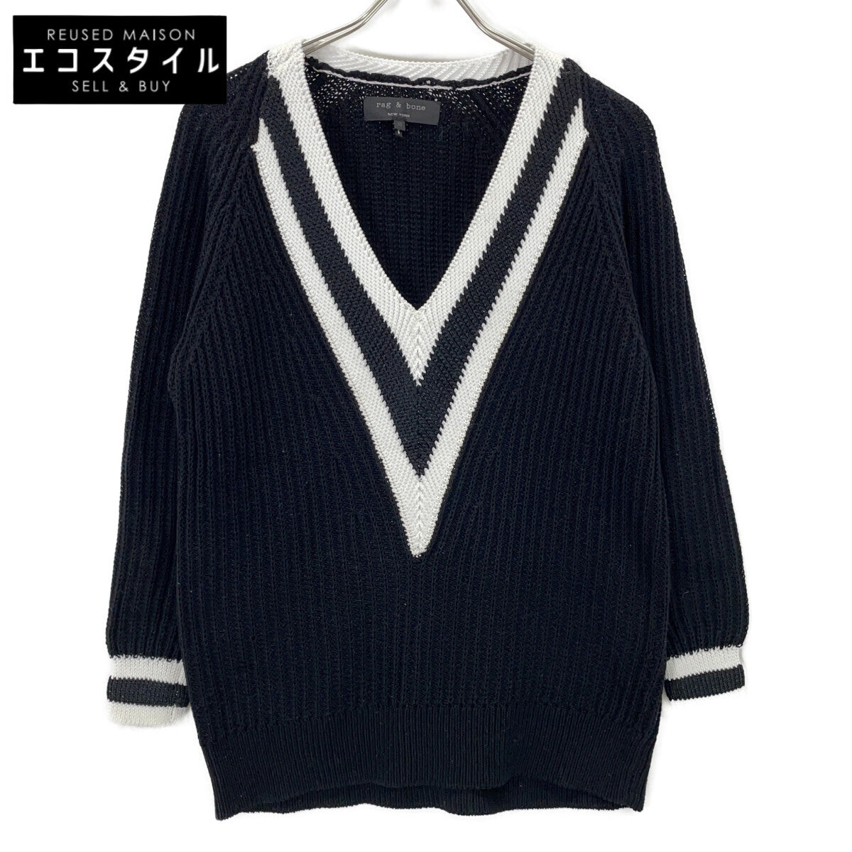 rag&bone ラグアンドボーン W242667KC ブラック チルデン Talia Vネックセーター トップス