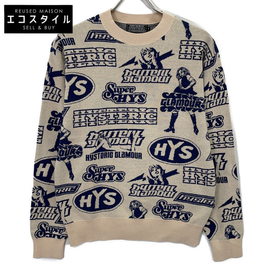 HYSTERIC GLAMOUR ヒステリックグラマー 02233NS12 ベージュ 23AW VIXEN BOX柄ジャカード セーター トップス
