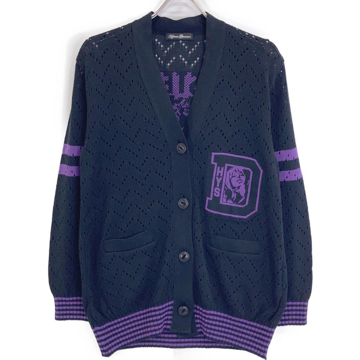 HYSTERIC GLAMOUR HYSTERIC GLAMOUR 01203ND01 黑紫色 LADY LAND ACADEMY编织开衫上衣