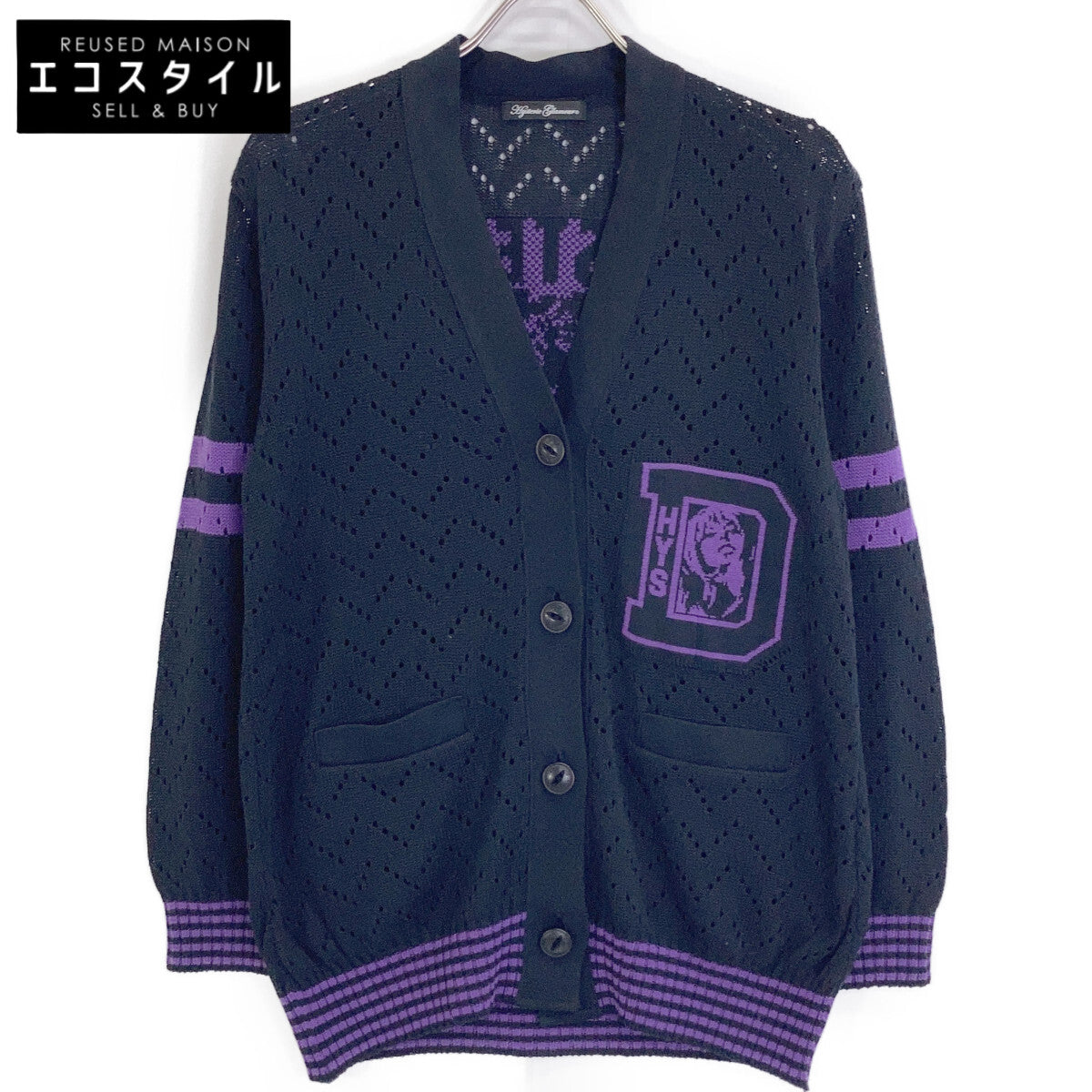 HYSTERIC GLAMOUR HYSTERIC GLAMOUR 01203ND01 黑紫色 LADY LAND ACADEMY编织开衫上衣