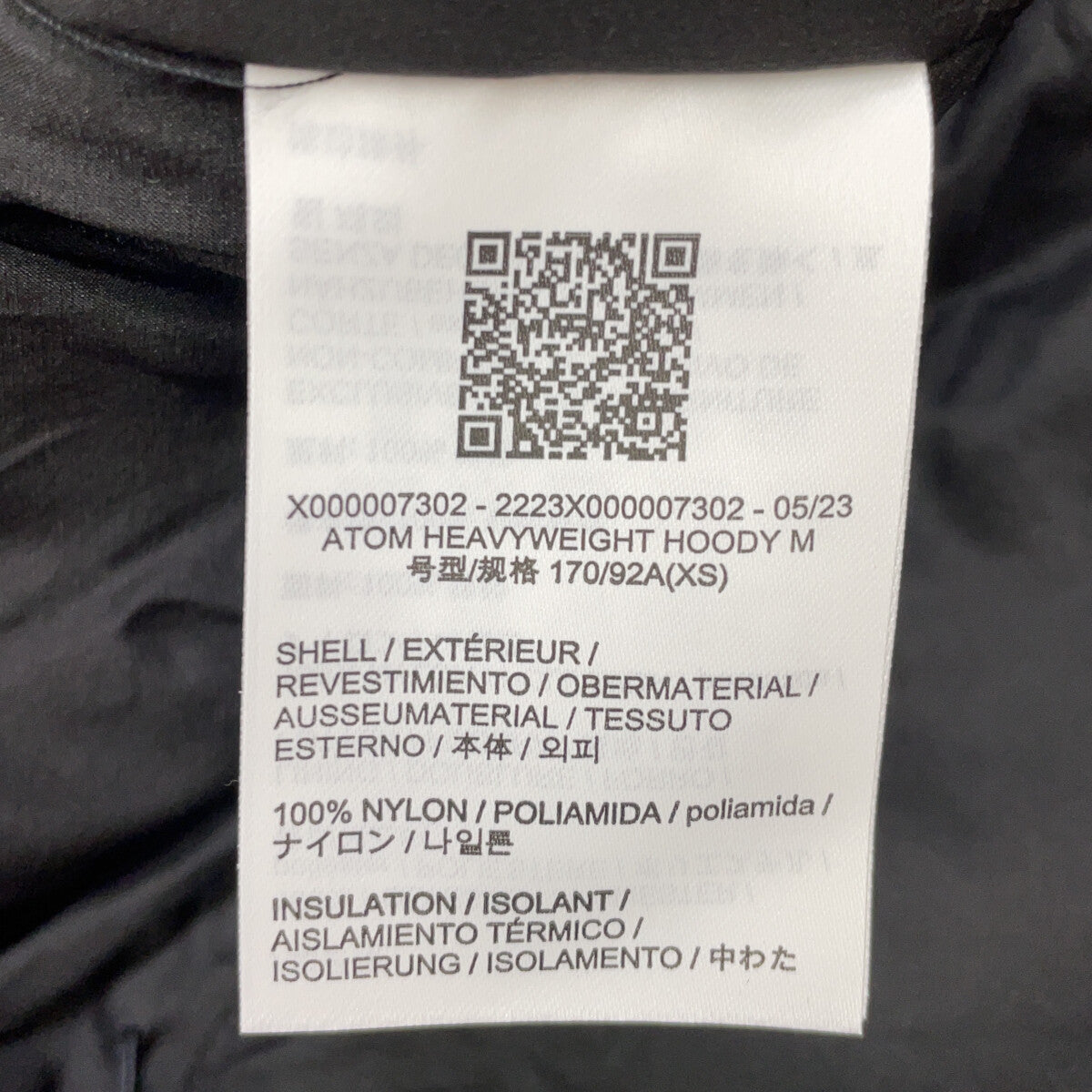 ARC'TERYX 始祖鸟 23年 X000007302 黑色 ATOM HEAVY WEIGHT HOODY 夹克 XS