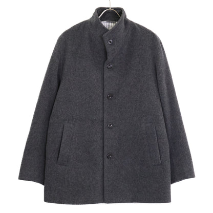 MELROSE Melrose Gray Lamb-Blend Beaver & Woollet Stand-Collar Half Coat