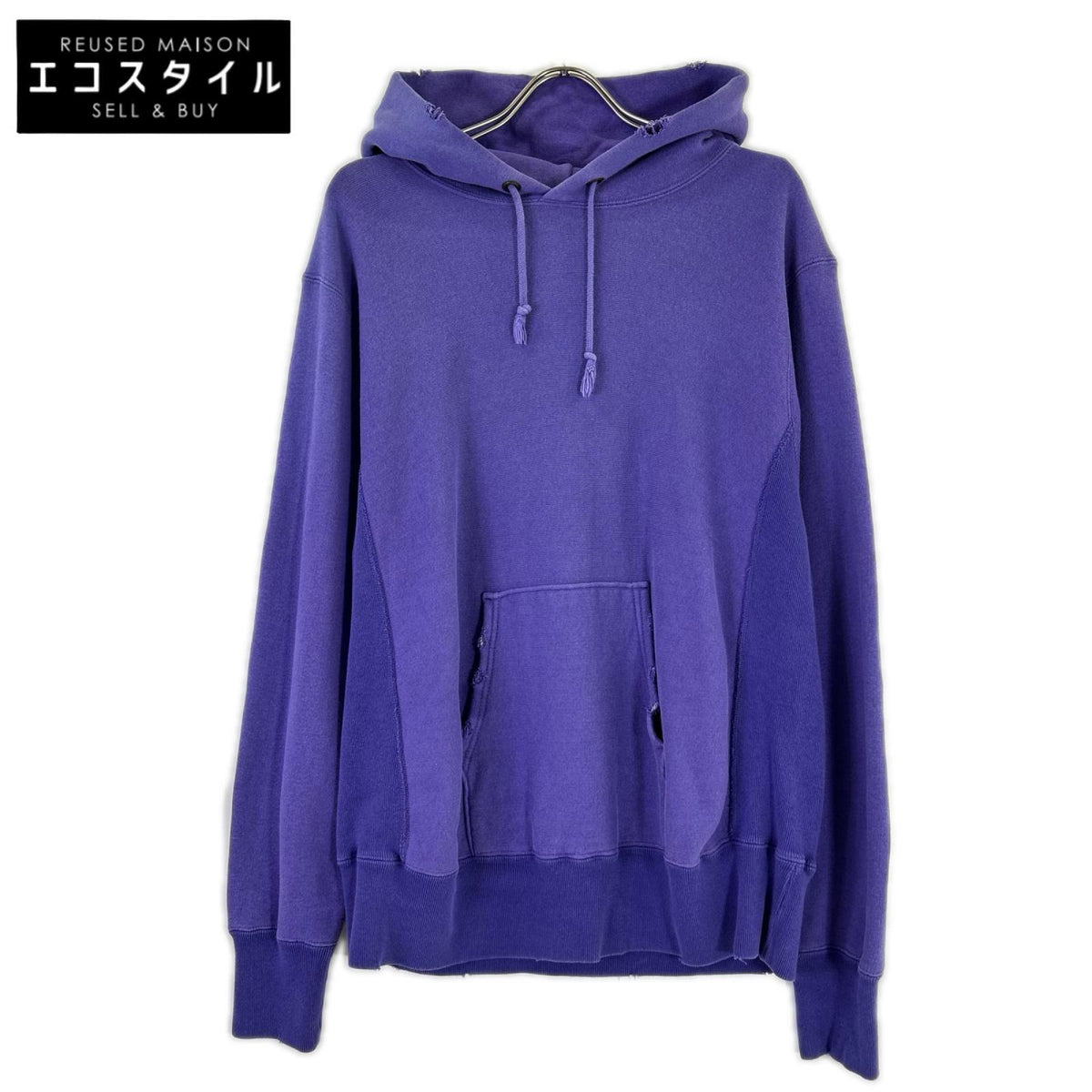 Champion チャンピオン パープル 緑単タグ 70s復刻 ダメージ加工 スウェットフーディ トップス