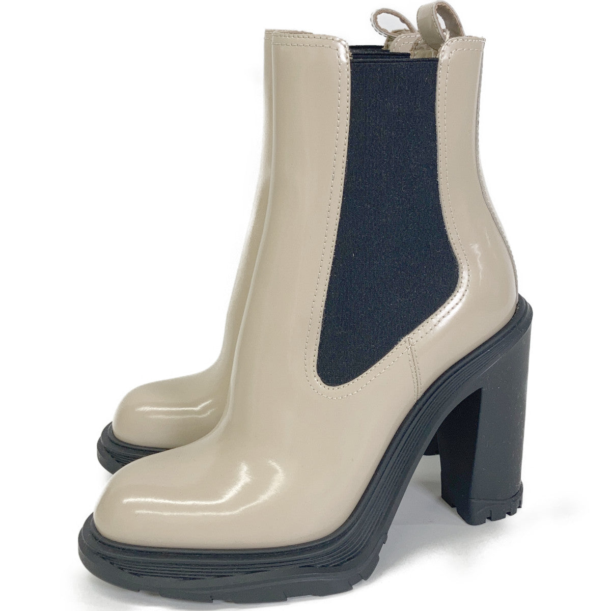 Alexander McQueen 亚历山大·麦昆 【新品同款】21年款 678530 漆皮高跟切尔西靴 鞋子