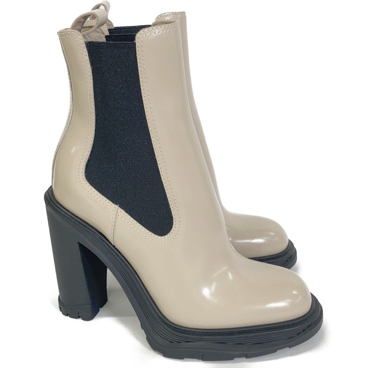 Alexander McQueen 亚历山大·麦昆 【新品同款】21年款 678530 漆皮高跟切尔西靴 鞋子