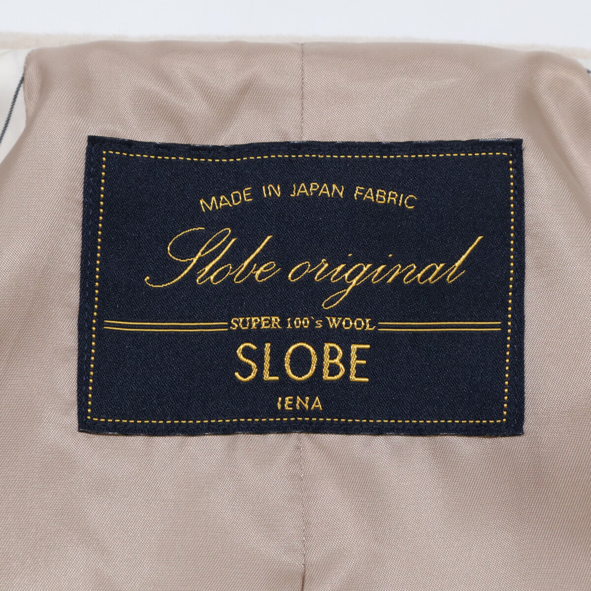 IENA SLOBE Ecru Wool SUPER100 Stand Collar Coat, no size indicated