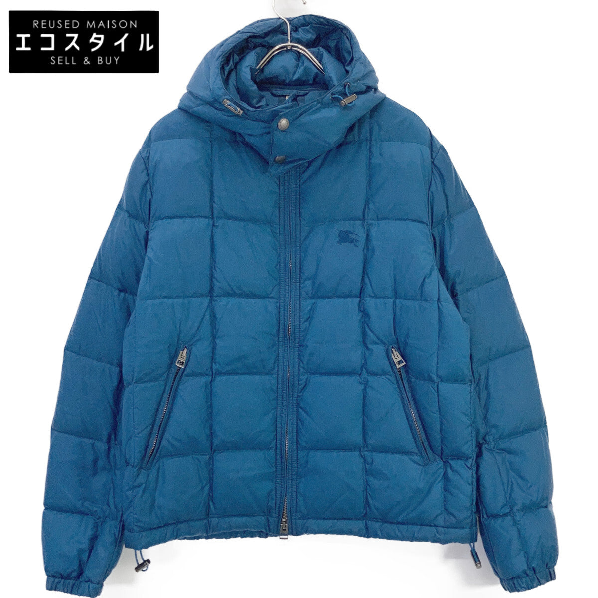 BURBERRY BRIT 博柏利-布瑞特 3830077 蓝色 马术刺绣 格纹内衬 羽绒夹克 L码