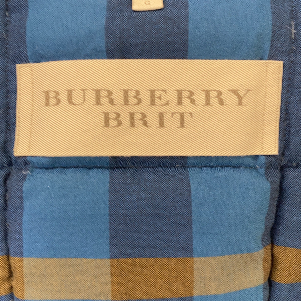 BURBERRY BRIT 博柏利-布瑞特 3830077 蓝色 马术刺绣 格纹内衬 羽绒夹克 L码