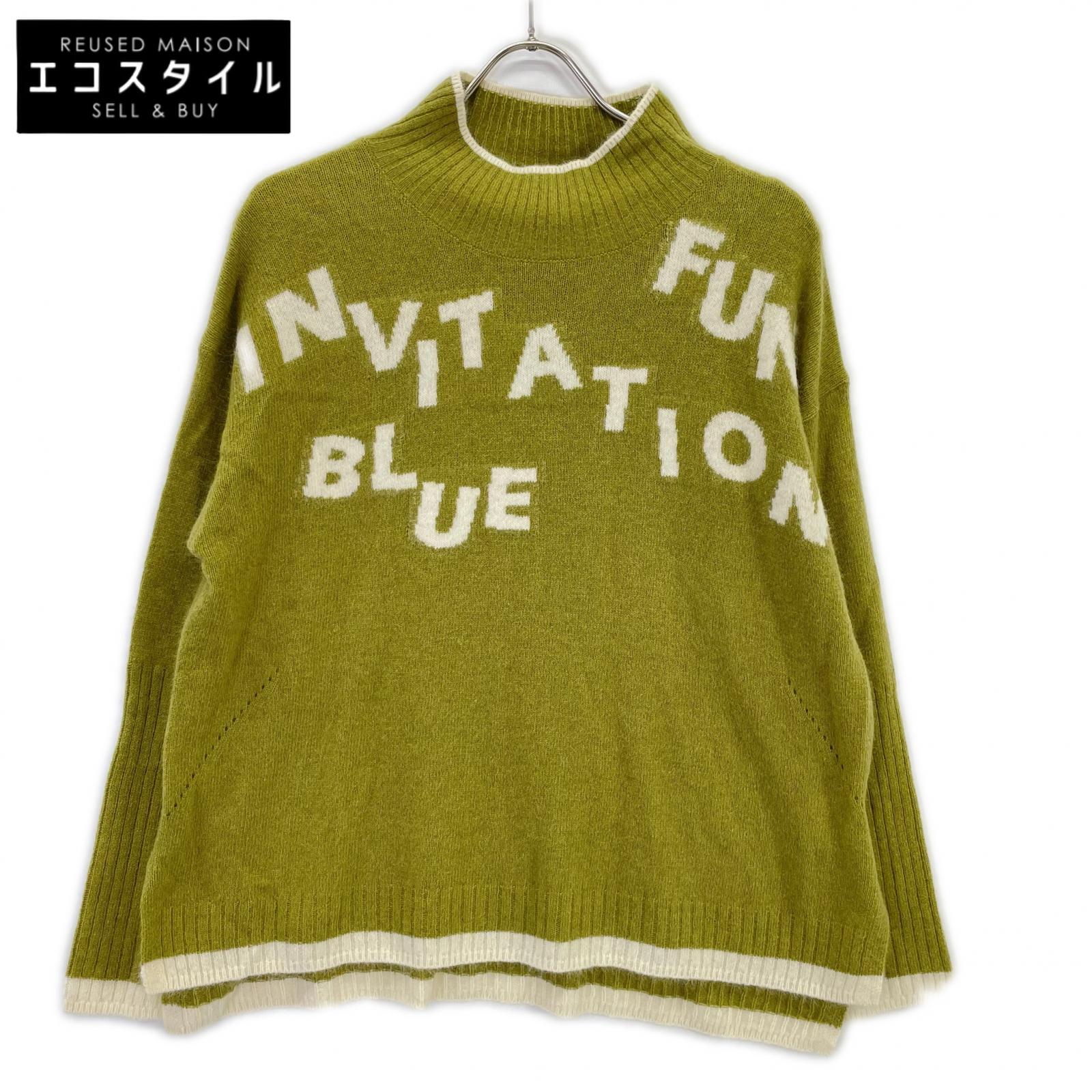 CECICA BLUE セシカブルー 7345-51705 グリーン 英字 バイカラー スタンドニット トップス