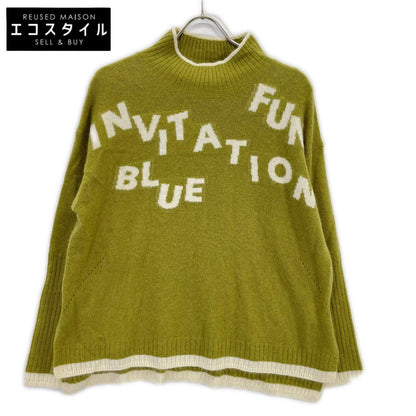 CECICA BLUE セシカブルー 7345-51705 グリーン 英字 バイカラー スタンドニット トップス