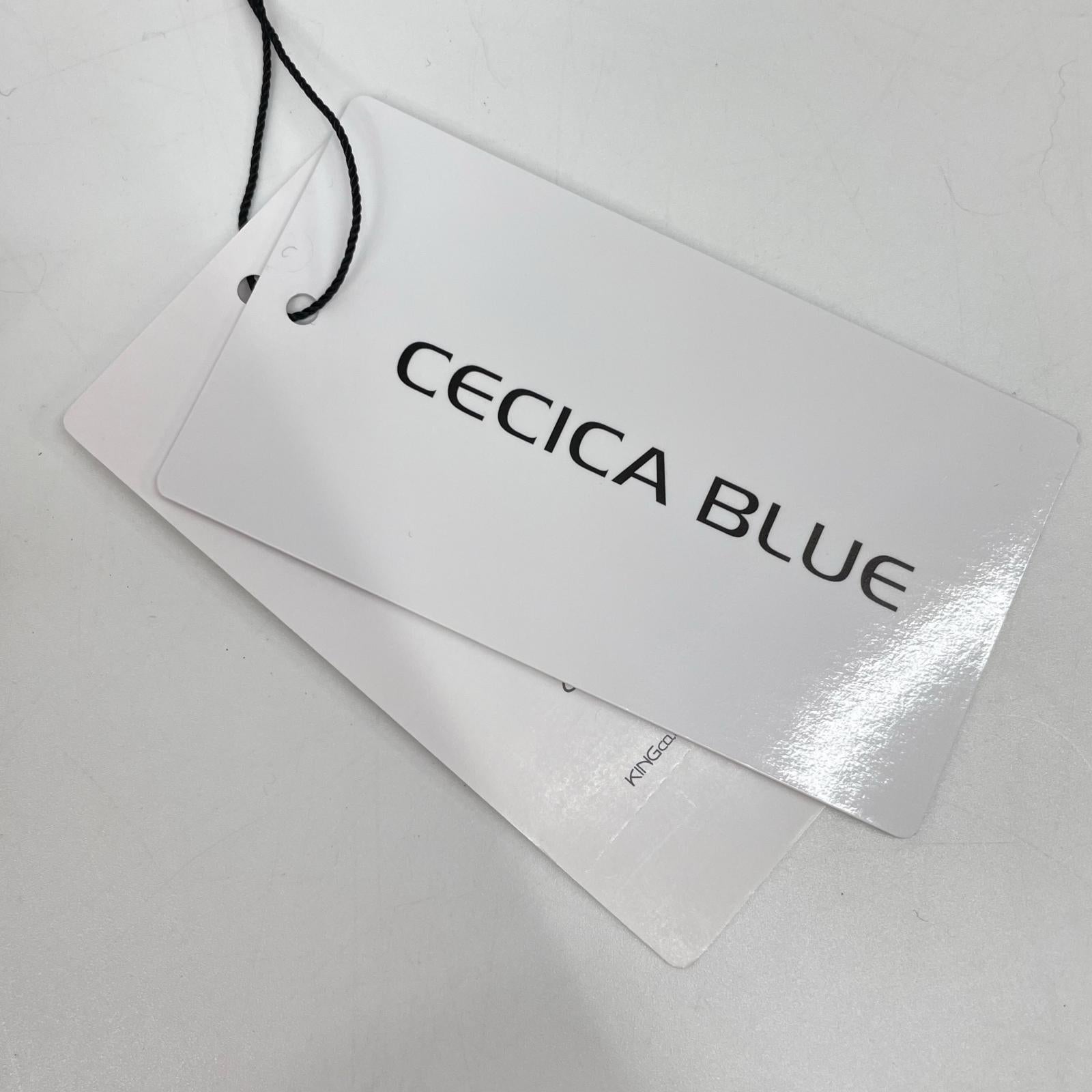 CECICA BLUE セシカブルー 7345-51705 グリーン 英字 バイカラー スタンドニット トップス