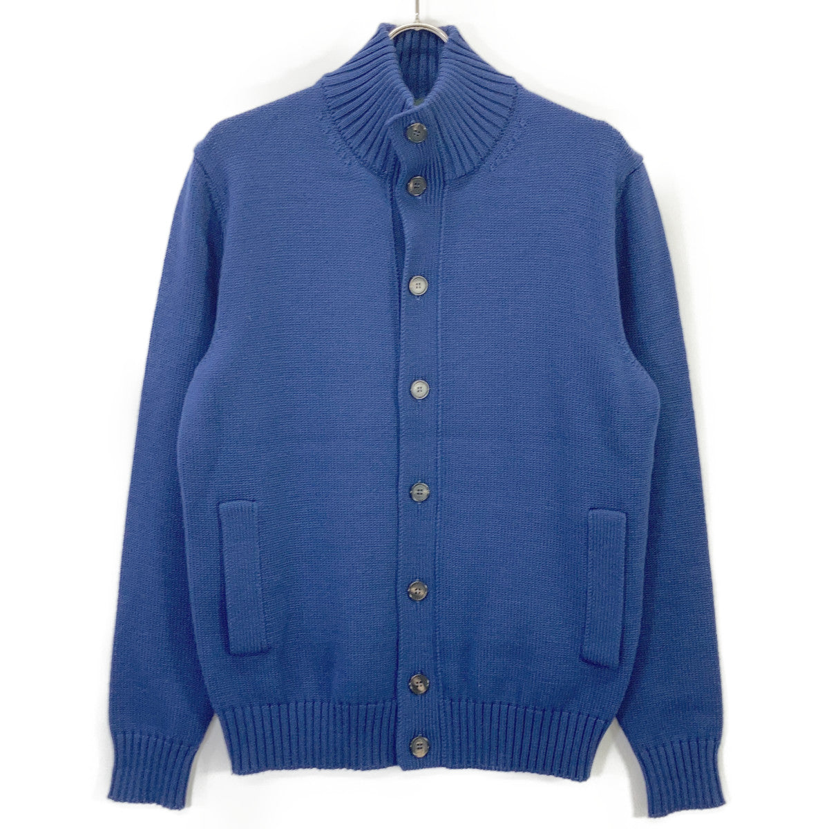 ZANONE 810100 ZR229 Blue 5-Gauge Wool Stand-Collar Knit Cardigan CHIOTO SLIM FIT Top