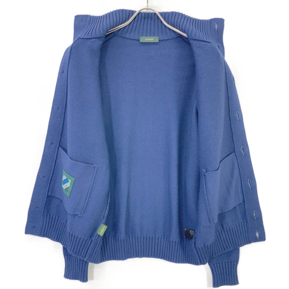 ZANONE The Zanone 810100 ZR229 Blue 5-Gauge Wool Stand Collar Knit Cardigan CHIOTO SLIM FIT Tops 48