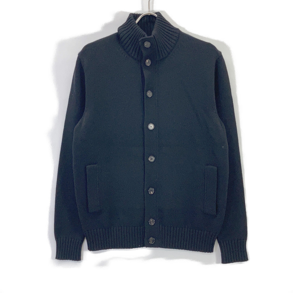 ZANONE 810100 ZR229 Black 5 Gauge Wool Stand Collar Knit Cardigan CHIOTO SLIM FIT Tops 48