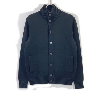 ZANONE 810100 ZR229 Black 5 Gauge Wool Stand Collar Knit Cardigan CHIOTO SLIM FIT Tops 48
