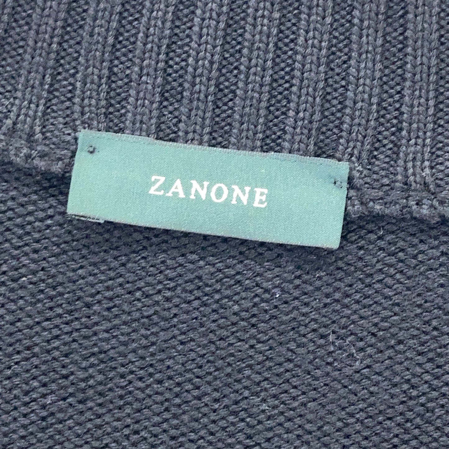 ZANONE 810100 ZR229 Black 5 Gauge Wool Stand Collar Knit Cardigan CHIOTO SLIM FIT Tops 48