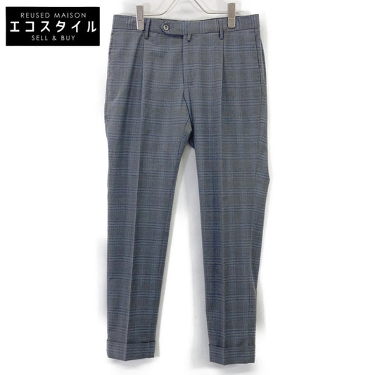 GRAY CHECK TECHNO WASHABLE WOOL SUPER SLIM FIT SLACKS PANTS Bottoms 46 Men's
