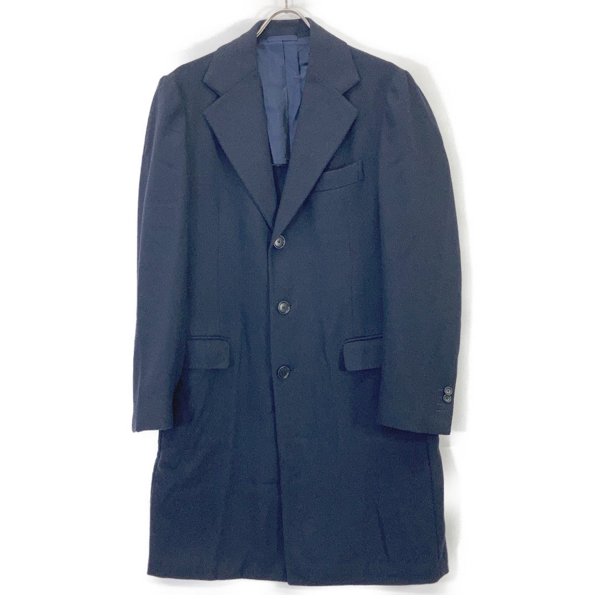 De Petrillo TW20163R Filomarino Navy Wool Nylon Herringbone Chesterfield Coat Coat