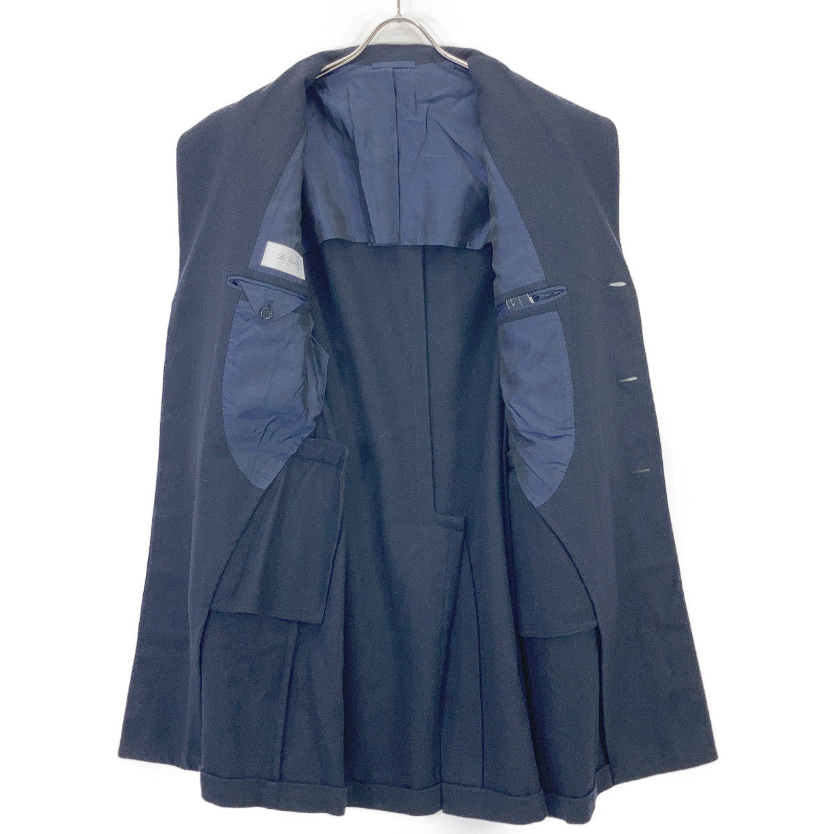 DE PETRILLO DE PETRILLO TW20163R Filomarino Navy Wool Nylon Herringbone Chesterfield Coat Coat 46