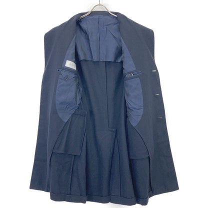 DE PETRILLO DE PETRILLO TW20163R Filomarino Navy Wool Nylon Herringbone Chesterfield Coat Coat 46
