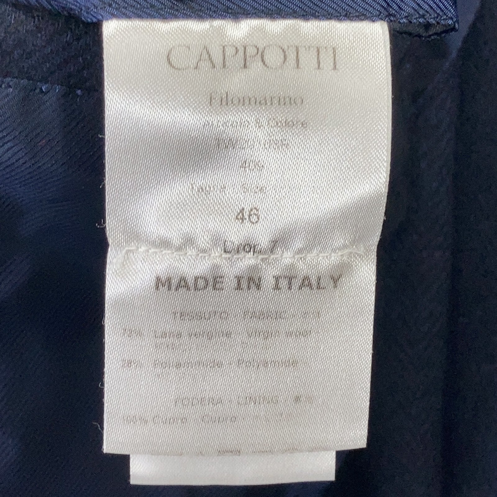 DE PETRILLO DE PETRILLO TW20163R Filomarino Navy Wool Nylon Herringbone Chesterfield Coat Coat 46