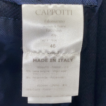 De Petrillo TW20163R Filomarino Navy Wool Nylon Herringbone Chesterfield Coat Coat