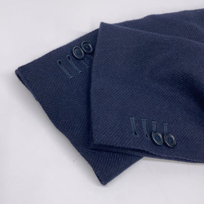 De Petrillo TW20163R Filomarino Navy Wool Nylon Herringbone Chesterfield Coat Coat