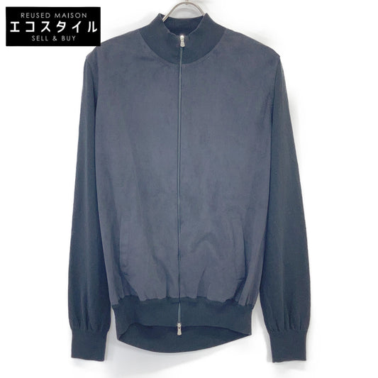 GRAN SASSO グランサッソ 23P 57139 20627 ブラック ハイゲージコットン×アルカンターラスタンドカラージップブルゾンニット ジャケット
