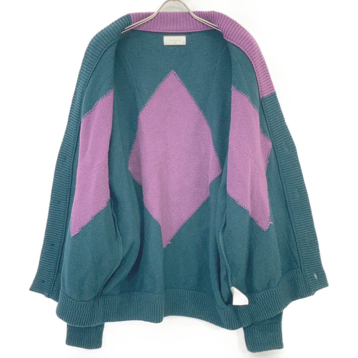 TAUPE TPM21307003 21AW Green Strein Argyle Cardigan Tops 03