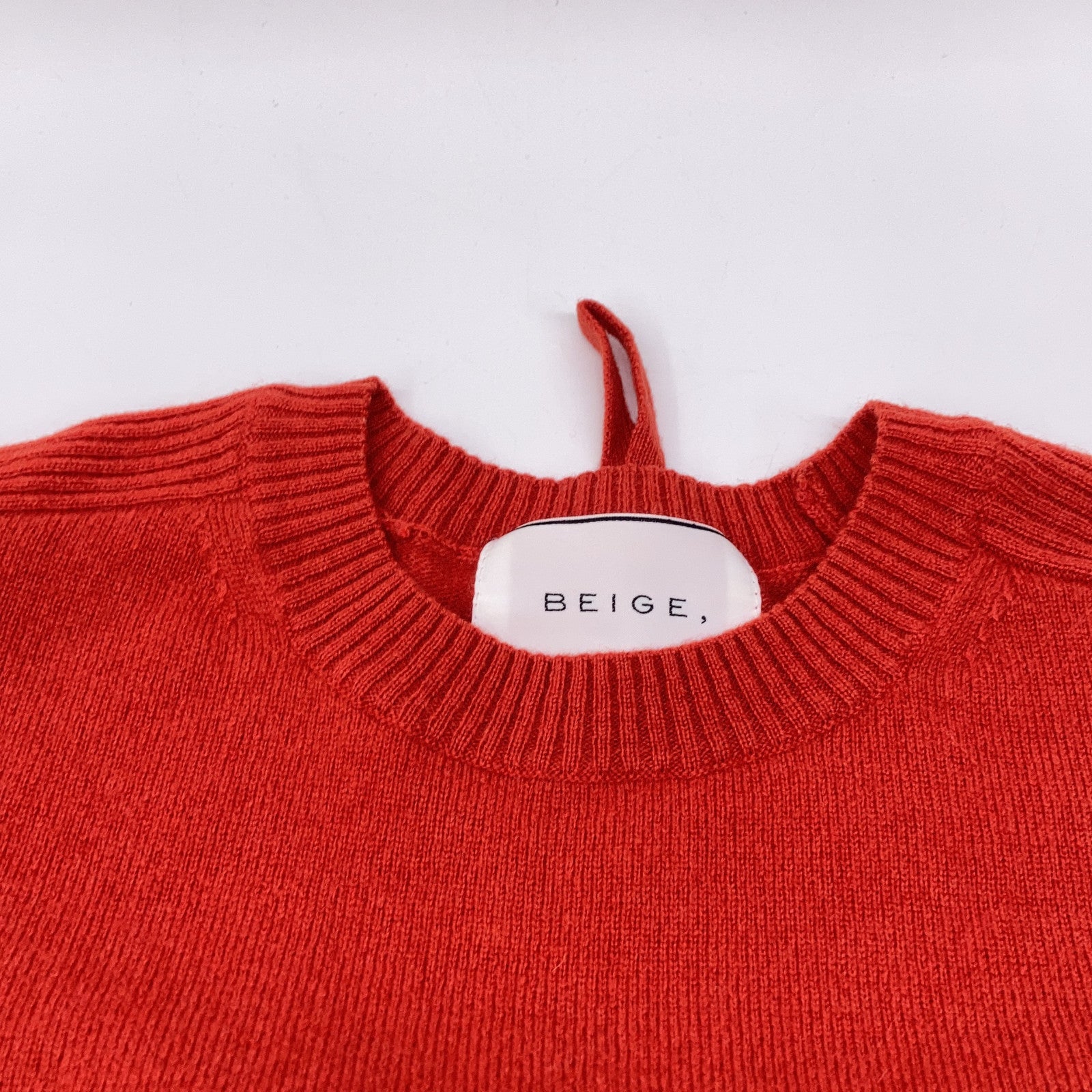 BEIGE Beiji KRCWNW0504 Valencia Red ENSIS Cashmere Blend Wool Crew Neck Knit Top 4