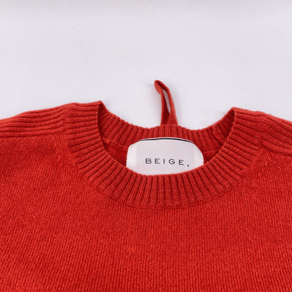 BEIGE Beiji KRCWNW0504 Valencia Red ENSIS Cashmere Blend Wool Crew Neck Knit Top 4