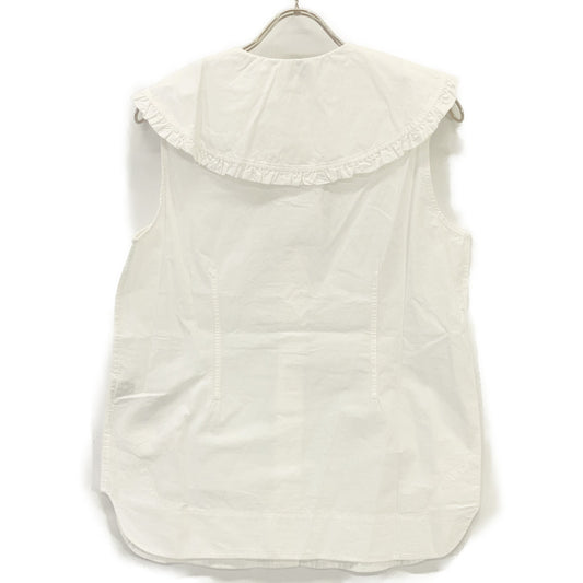 GANNI BA.D 6027 White Big Collar Sleeveless Blouse Top
